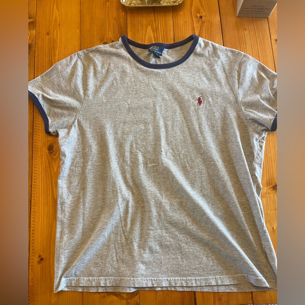 Ralph Lauren Gray and Navy Trim Men's Tee